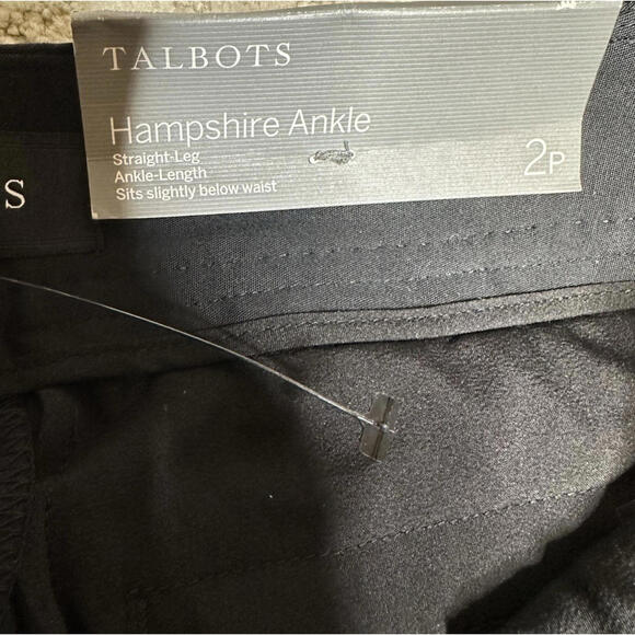 Talbots Hampshire Ankle Pants Womens 2 Petite Straight Leg Career Black NWT - Picture 7 of 8